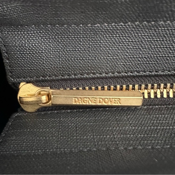 Dagne Dover Black Structured Work Tote Gold Hardware Laptop Bag - Picture 7 of 16